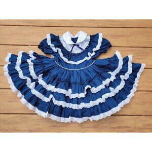 Vintage Golden Age USA Circle Dress Frilly Ruffle Lace Party Pageant Size 4 EUC